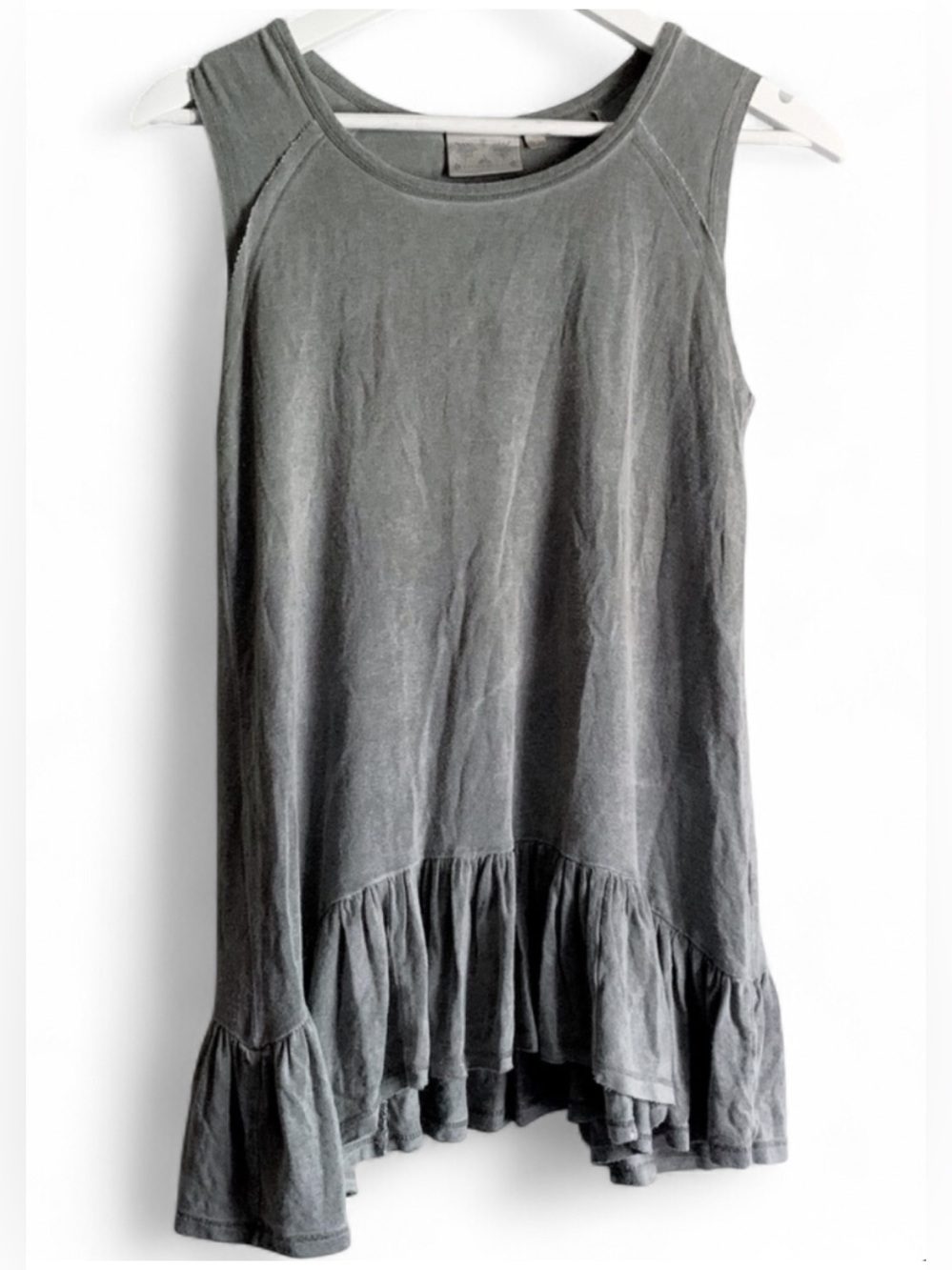 ANTHROPOLOGIE Dantelle Gray Sleeveless Peplum Tunic Top S